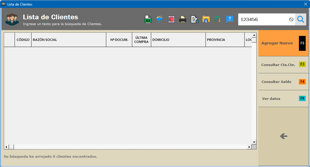 Pantalla Lista de Clientes