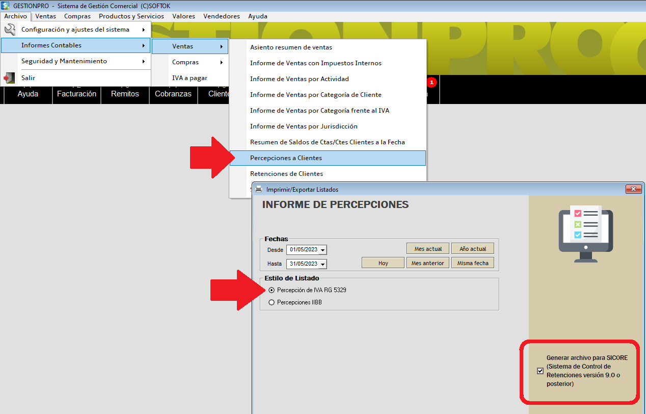 SICORE – seleccionar Retenciones