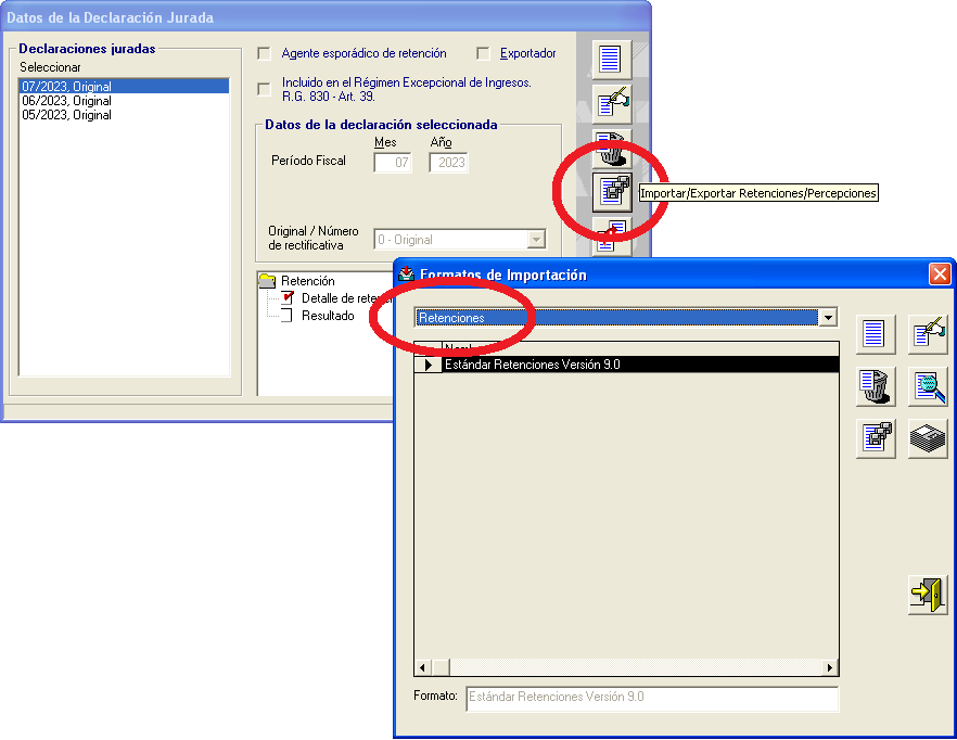 Configuración importación retenciones