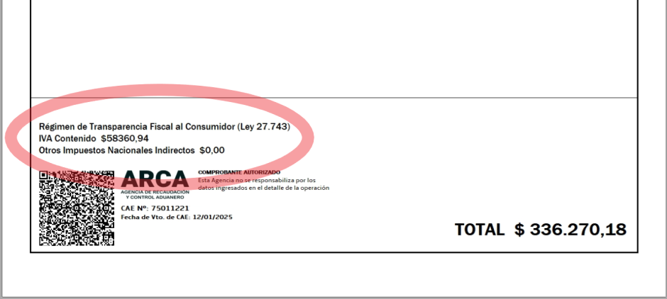 Ejemplo de comprobante con Transparencia Fiscal