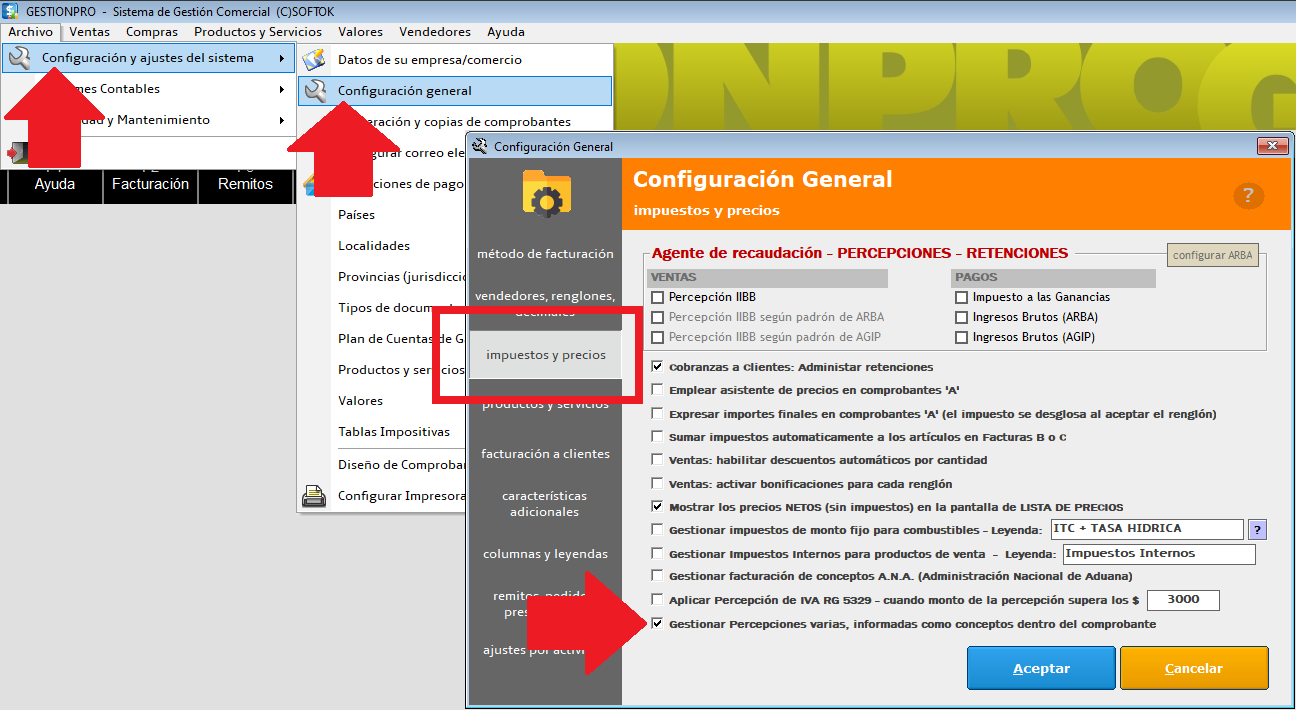 Activar percepciones varias