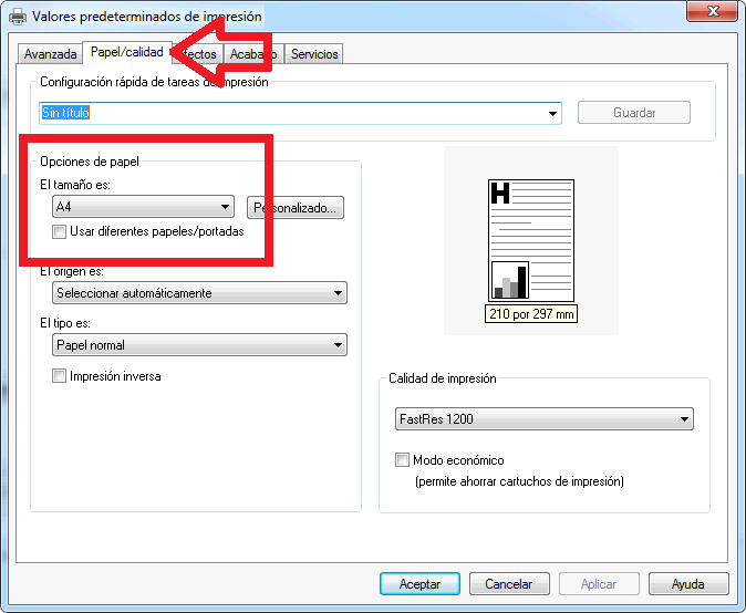 Solapa Papel/Calidad – tamaño A4