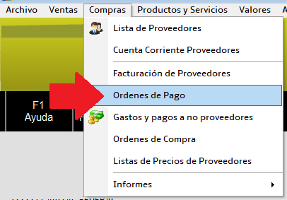 Menú Compras – Órdenes de pago