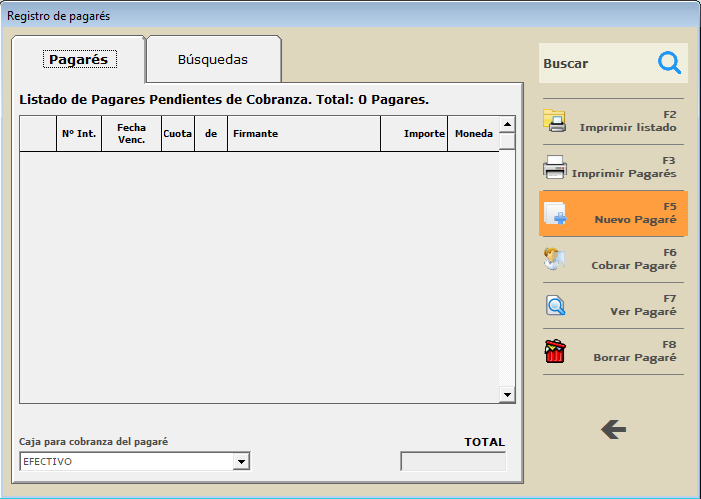 Activar uso de pagarés en configuración