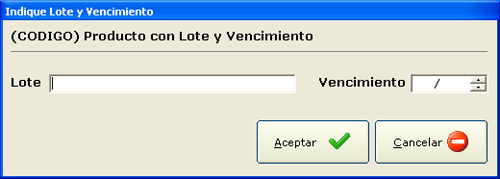 Asistente de ingreso de lote y vencimiento en GESTIONPRO